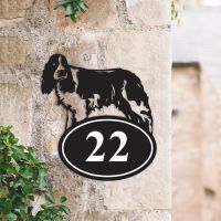 Bespoke Springer Spaniel Iron House Number Sign in Situ Bespoke Springer Spaniel Iron House Number Sign in Situ