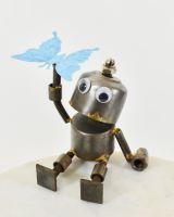 "Sprocket" the Upcycled Metal Home Ornament Blue