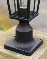 Black Square Base on Pillar Light  Black Square Base on Pillar Light