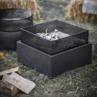 Square Mesh Fire Pit & Wood Burner in Situ Square Mesh Fire Pit & Wood Burner in Situ