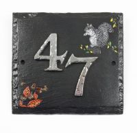 "Hillenbrook Woodland" Squirrel Slate House Number Sign