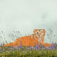 Staffordshire Bull Terrier Silhouette on Display in the Garden