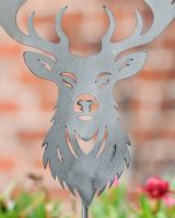 Stag Head Artistic Plant Pot Spike - Set of Two close up of head