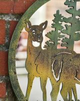 Stag in pine forrest mirrored wall art left