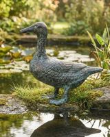 Standing Duck Verdigris Cast Aluminium Sculpture ai illustration