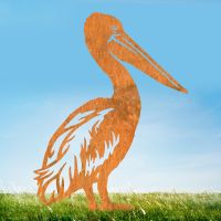 Rustic Sheet Steel Silhouette with Standing Pelican Design