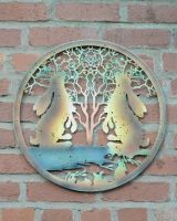 Stargazing Rabbits Silhouette Garden Wall Art on brick wall main image