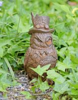 Cast Iron Steampunk Owl Sculpture in Situ