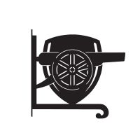 Close-Up of Steel "Gunners" Club Crest Hanging Basket Bracket