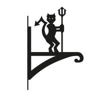 Close-Up of Steel "Red Devils" Hanging Basket Bracket Close-Up of Steel "Red Devils" Hanging Basket Bracket