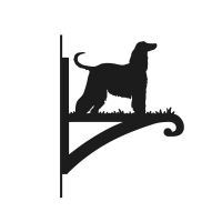 Steel Afghan Hound Hanging Basket Bracket on White Background