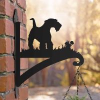 Steel Hanging Basket Bracket with Airedale Terrier Dog Motif Steel Hanging Basket Bracket with Airedale Terrier Dog Motif