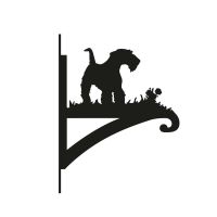 Close-Up of Steel Airedale Terrier Dog Hanging Basket Bracket Close-Up of Steel Airedale Terrier Dog Hanging Basket Bracket