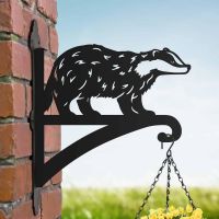Steel Hanging Basket Bracket with Black Badger Topper