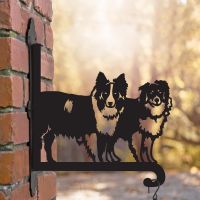 Steel Hanging Basket Bracket with Border Collie Pair Motif