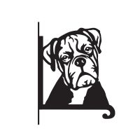 Close-Up of Steel Boxer Dog Head Hanging Basket Bracket