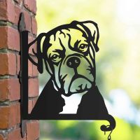 Steel Boxer Dog Head Hanging Basket Bracket in Situ