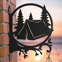 Steel Hanging Basket Bracket with Camping in Wilderness Topper