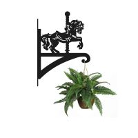 Steel Carousel Horse Hanging Basket Bracket with Planter