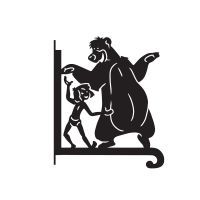 Close-Up of Steel Cartoon "Bear Necessities" Hanging Basket Bracket