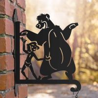 Steel Hanging Basket Bracket with Cartoon "Bear Necessities" Motif