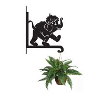 Steel Cartoon Baby Elephant Hanging Basket Bracket with Planter