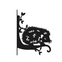 Steel Cartoon Baby Hedgehog Hanging Basket Bracket on White Background
