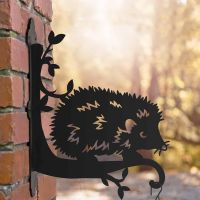 Steel Cartoon Baby Hedgehog Hanging Basket Bracket in Situ