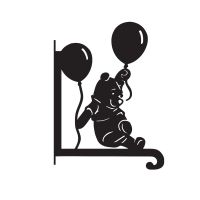 Close-Up of Steel Cartoon Bear with Balloon Hanging Basket Bracket