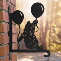 Steel Cartoon Bear with Balloon Hanging Basket Bracket in Situ