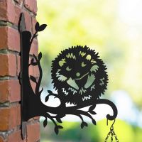 Steel Cartoon Playful Hedgehog Hanging Basket Bracket in Situ