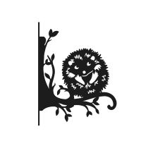 Steel Cartoon Playful Hedgehog Hanging Basket Bracket on White Background