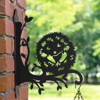 Steel Hanging Basket Bracket with Cartoon Playful Hedgehog Topper