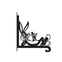 Close-Up of Steel Cartoon Rabbit with Carrot Hanging Basket Bracket