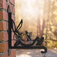 Steel Hanging Basket Bracket with Cartoon Rabbit with Carrot Motif