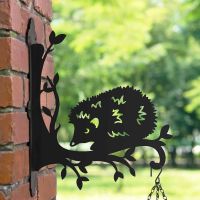 Steel Cartoon Shy Hedgehog Hanging Basket Bracket in Situ