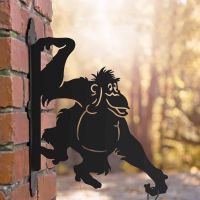 Steel Cartoon Swinging Orangutan Hanging Basket Bracket in Situ