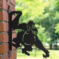 Steel Cartoon Hanging Basket Bracket with Swinging Orangutan Motif