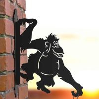 Steel Cartoon Hanging Basket Bracket with Swinging Orangutan Topper