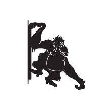 Close-Up of Steel Cartoon Swinging Orangutan Hanging Basket Bracket