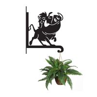 Steel Cartoon Warthog Hanging Basket Bracket with Planter
