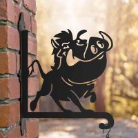 Steel Cartoon Warthog Hanging Basket Bracket in Situ