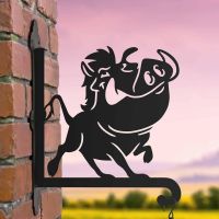 Steel Hanging Basket Bracket with Cartoon Warthog Motif