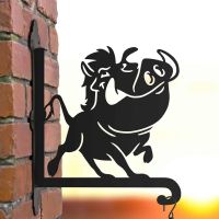 Steel Hanging Basket Bracket with Cartoon Warthog Topper