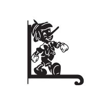 Close-Up of Steel Cartoon Wooden Boy Hanging Basket Bracket