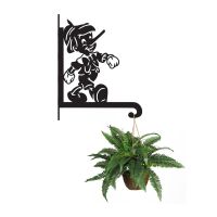 Steel Cartoon Wooden Boy Hanging Basket Bracket with Planter