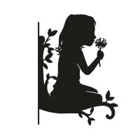 Close-Up of Steel Child Silhouette Hanging Basket Bracket