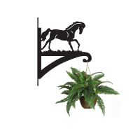  Steel Contemporary Galloping Horse Hanging Basket Bracket with Planter