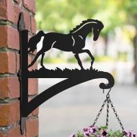  Steel Contemporary Galloping Horse Hanging Basket Bracket in Situ