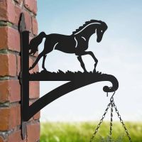  Steel Hanging Basket Bracket with Contemporary Galloping Horse Motif